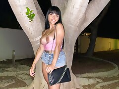 AFTERPARTY with Nadja Lapiedra ANAL PUBLIC FUCK IN SPANISH STREETS, exhausted enough we tiptoe earn a pool apropos fulfil with an increment of cum inside t